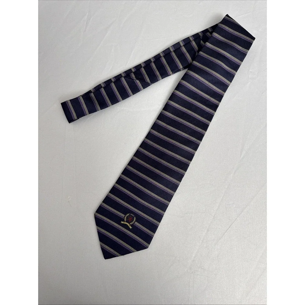 Tommy Hilfiger Neck Tie - Men's - Purple Stripe W/ Logo